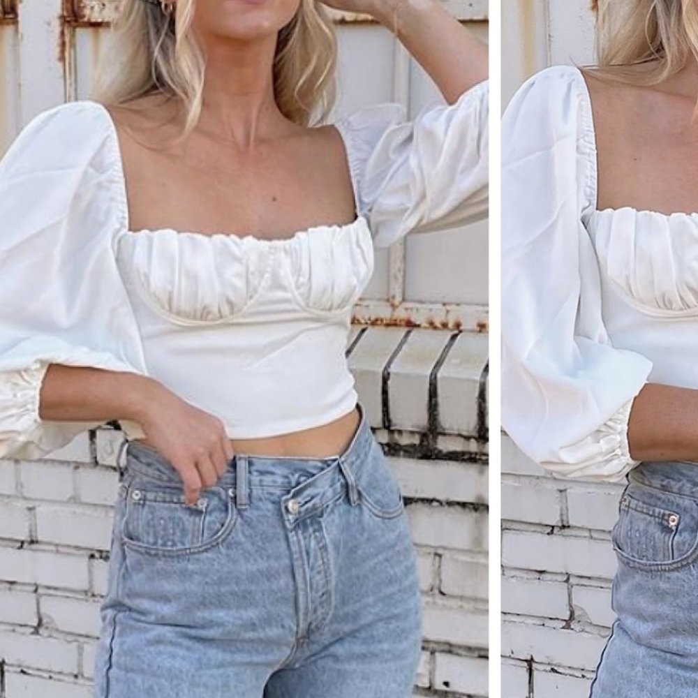 Give Me Romance Top White Puff Sleeves - Picture 6 of 13